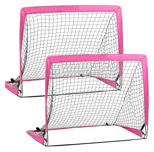 CQJJXKYC Fußballtor-Set, 2,9 x 2,4 Zoll, Pop-Up-Trainings-Fußballzielnetz für Kinder, für den Innen- und Außenbereich im Hinterhof fußball Training Hallenfußballtraining(Pink) von CQJJXKYC