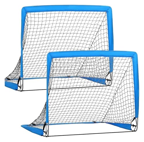 CQJJXKYC Kinder-Fußballtor-Set für Hinterhof-Indoor-Outdoor-Teamspiele, tragbare Pop-Up-Übungs-Fußballtore fußball Training Hallenfußballtraining(Blue) von CQJJXKYC