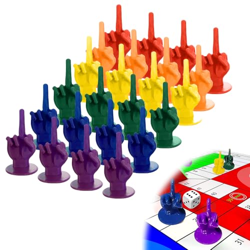 24 Pcs Middle Finger Board Game Pieces Multicolor Chess Pieces for Board Games Pawns Tabletop Markers,Funny Board Game Pieces Ludo Board Game Pieces von CQSVUJ