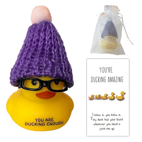 Emotional Support Rubber Ducks,Mini Funny Positive Rubber Duck, Inspirational Ducks with Cheer up Cards,Duck Car Dashboard Decorations, Cruise Rubber Ducks for Valentine's Day Gift (Purple) von CQSVUJ