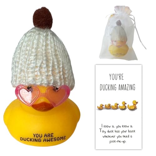 Emotional Support Rubber Ducks,Mini Funny Positive Rubber Duck, Inspirational Ducks with Cheer up Cards,Duck Car Dashboard Decorations, Cruise Rubber Ducks for Valentine's Day Gift (White) von CQSVUJ
