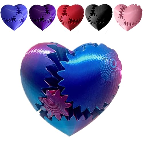 Herzförmiger Zahnradball, 3D-Gedruckter Zahnradball, Spinball oder Würfel, Zappelball, Spielzeug, Herz-Zahnradkugel – der Steampunk-Wunder-Zappelball, Zahnradkugel-Stressball (# 01) von CQSVUJ