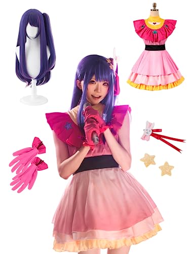 CR ROLECOS Anime Cosplay Set, Hoshino Ai Cosplay Kostüme Mit Wig, Halloween Karneval Geburtstag Party Outfits Weihnachtstag L von CR ROLECOS