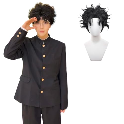 CR ROLECOS Anime DAN DA DAN Cosplay Ken Takakura Cosplay Kostüm Outfit Takakura Ken Uniform Komplettes Set Halloween Karneval Dress Up Anzug mit Perücke Brille XL von CR ROLECOS