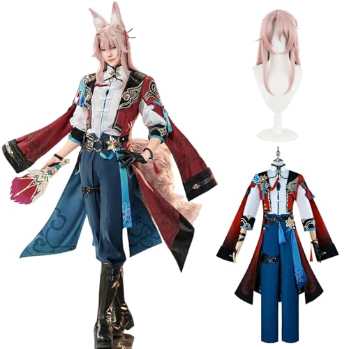 CR ROLECOS Anime Honkai Star Rail Cosplay Jiao Qiu Cosplay Kostüm Outfit Spielcharakter Jiao Qiu Cosplay Uniform Komplettes Set Halloween Karneval Dress Up Anzug mit Perücke XL von CR ROLECOS