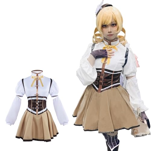 CR ROLECOS Anime Puella Magi Madoka Magica Cosplay Kostüm Tomoe Mami Schuluniform Uniform Halloween Weihnachtsfeier kleid 3XL von CR ROLECOS