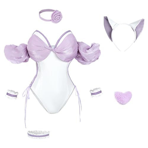 CR ROLECOS Bunny Kostüm für Frauen Spaghettiträger Anime Cosplay Bunny Kostüm Set Bikini Bunny Girl Cosplay Kostüm Set mit Hasenohren Schönes Bunnygirl Outfit Halloween Karneval Party L von CR ROLECOS