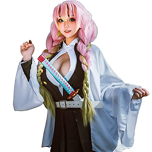 CR ROLECOS Demon slayer mitsuri cosplay kimono Kostüm für mitsuri cosplay kostüm Outfit Set Halloween L von CR ROLECOS