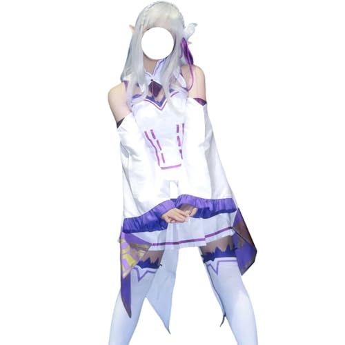 CR ROLECOS Re Life In A Different World From Zero Maid Cosplay Emilia Cosplay Kostüm Emilia Outfit Kleid Uniform Komplettes Set mit Perücke L von CR ROLECOS