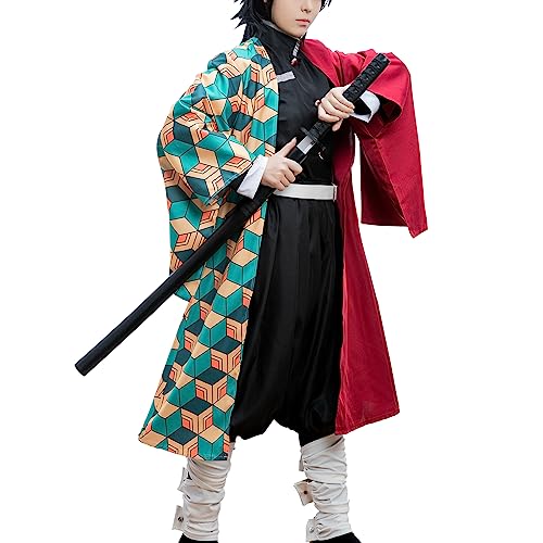 CR ROLECOS Giyuu Cosplay Kostüm Tomioka Giyuu Cosplay Outfit Dämonentöter Anime Kostüm Halloween Cosplay Outfit für Erwachsene S von CR ROLECOS