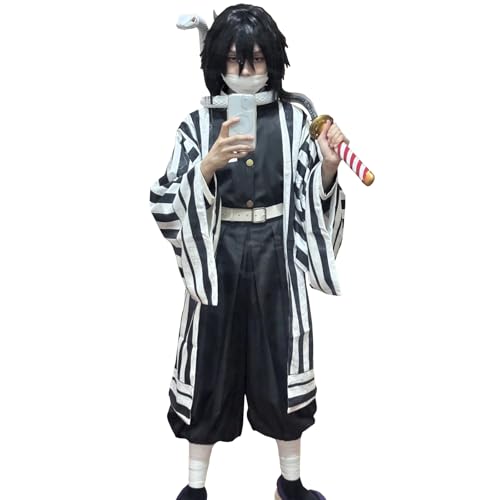 CR ROLECOS Iguro Obanai Cosplay-Kostüm, Obanai, Cosplay, Kimono, Jacke, Hose, Outfit, Uniform, Anzug, Größe L von CR ROLECOS