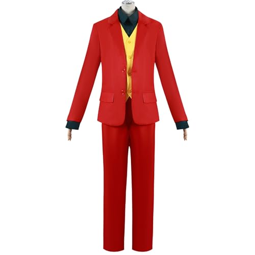 CR ROLECOS Joker Kostüm Clown Cosplay Rot Anzug Halloween The Joker Jacke Uniform Karneval Männer Bösewicht Kostüme für Erwachsene Halloween Anzug L von CR ROLECOS