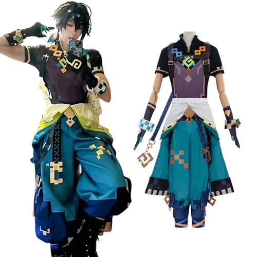 CR ROLECOS Kinich Cosplay Kostüm Outfit Charaktere Uniform Full Set Halloween Dress Up Anzug mit Perücke M von CR ROLECOS