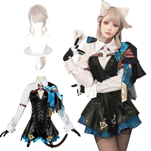 CR ROLECOS Lynette Cosplay Kostüm Outfit Magischer Assistent Charaktere Uniform Kleid Full Set Halloween Dress Up Anzug mit Perücke 3XL von CR ROLECOS