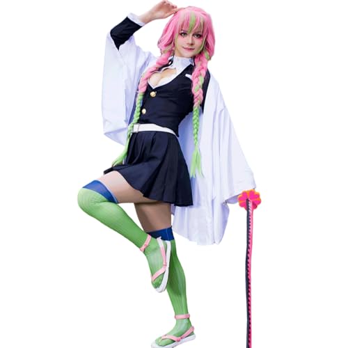 CR ROLECOS Mitsuri Cosplay für Demon Slayer Mitsuri Full Set Kostüm Kanroji Anime Outfit für Halloween 3XL von CR ROLECOS