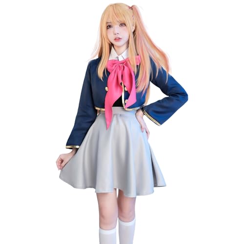 CR ROLECOS Oshi no Ko Cosplay-Kostüm, Hoshino Rubii, Anime-Uniform, Röcke mit Cosplay-Perücke, Damen-Halloween-Outfit-Set, Größe S von CR ROLECOS