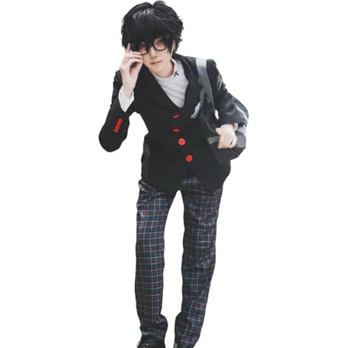 CR ROLECOS Persona 5 Cosplay Amamiya Ren Cosplay Schuluniform Protagonisten Amamiya Ren Outfits Uniform Kostüm für Erwachsene Halloween Karneval Party S von CR ROLECOS