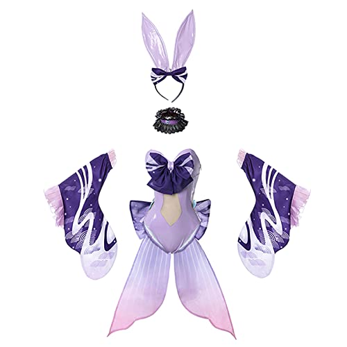 CR ROLECOS Sangonomiya Kokomi Cosplay Bunny Kostüm Frauen 2 Stücke Bodysuit Bunny Cosplay Set mit Ohren M von CR ROLECOS