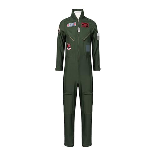 CR ROLECOS T.G Cosplay Herren Pilot Kostüm Flieger Faschings Kostüm Halloween Party Karneval Kleidung Pilot Jumpsuitfür Erwachsene XXL von CR ROLECOS