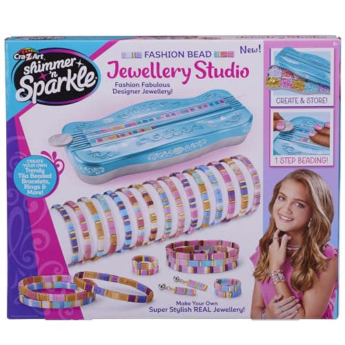 CRA-Z-ART Shimmer N Sparkle Fashion Bead Jewellery Studio Bracelet Maker Make your own tila bead jewellery Make your own friendship bracelets Jewellery Making Kit For girls aged 8 and over von CRA-Z-ART