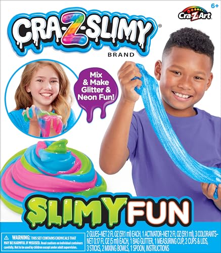 Crazy Slimy Slime Slime Fun Kit - Machen Sie Ihren eigenen Schleim, Glitzerschleim, Neonschleim, Schleimspielzeug, dehnbarer Schleim, kreatives Spielzeug von CRA-Z-ART