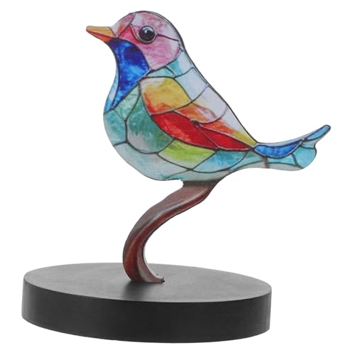 CRAFTHROU Vogelschmuck Vogel-actionfigur Vogelbad Papageienvogel-Ornamente Taube Kleine Vogelfiguren Realistische Tierfiguren Realistische Vogeldekorationen Vogelskulptur MDF Colorful von CRAFTHROU