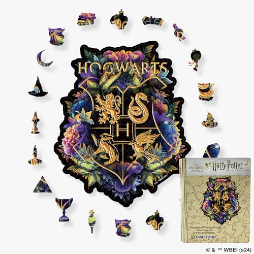 Harry Potter Hogwarts Wappen - Feine Seltsamkeiten Holzpuzzle, magische Puzzles für Erwachsene & Kinder, für Spieleabend, Geburtstagsgeschenk, Geschenkidee von CRAFTHUB