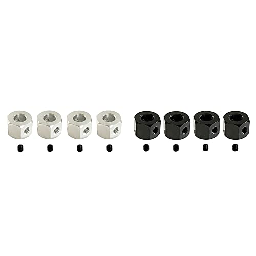 CRAKES 2 Set 5 mm auf 12 mm Metall Combiner Rad Nabe Hex Adapter für D12 C14 C24 B14 B16 RC Autoteile, Silber & Schwarz von CRAKES