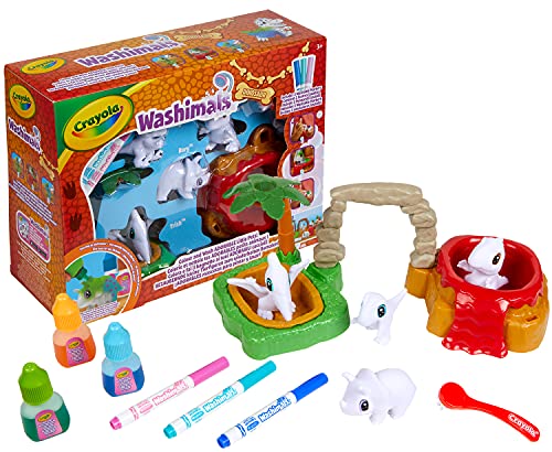 Crayola Washimals Dinosaurier Park - Dinosaurier Figuren Set zum Bemalen und Baden, Waschsaloon für Dinos, Dinosaurier Spielzeug für Kinder, Dinosaurier ab 3 Jahre von CRAYOLA