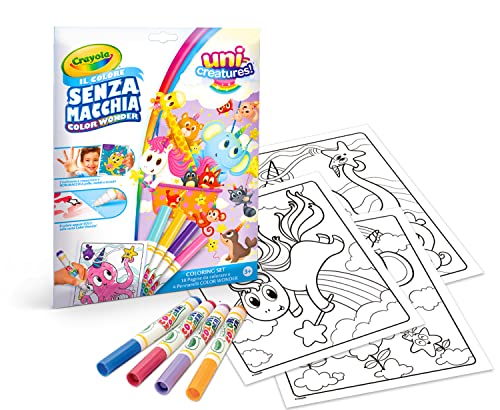 CRAYOLA 75-2821 Color Wonder Coloring Set mit 18 Seiten 4 Markern ohne Flecken, Motiv Uni-Creatures, 1 Unità (Confezione da 1) von CRAYOLA