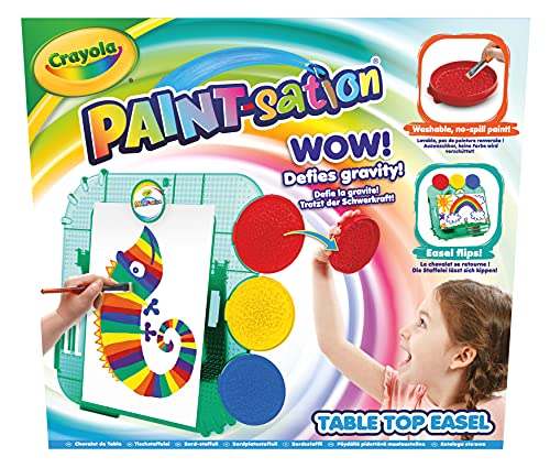 CRAYOLA 91972840-vo1-0421 sation Table Top Easel | No Spill, Mess Free and Washable Paint Creative Activities for Kids Ages 3+ Paintsation Tischstaffelei, 4 Stück, Einzeln von CRAYOLA