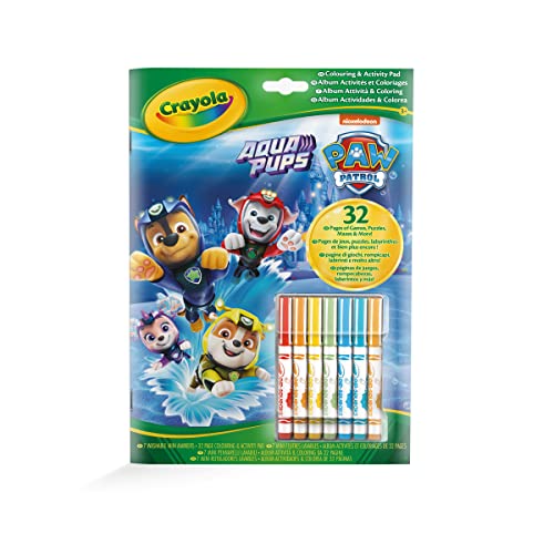 CRAYOLA - Album Aktivität & Ausmalen Paw Patrol, 32 Ausmalseiten und 7 Abwaschbare Mini-Filzstifte, 04-6918G von CRAYOLA