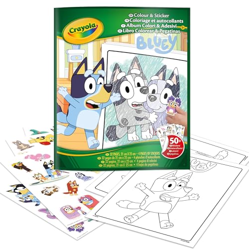 CRAYOLA - Ausmalbuch mit Stickern, 32 Seiten und 4 Stickerbögen zum Thema Bluey, 04-2664G von CRAYOLA