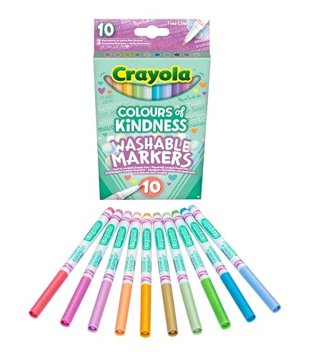 Crayola - Colours of Kindness, abwaschbare Filzstifte feine Spitze, 10er-Pack, für Schule und Freizeit, 58-7827 von CRAYOLA