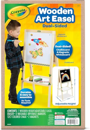 CRAYOLA - Doppelseitige Holztafel, doppelseitig, schwarz und weiß, magnetisch, für Kreide und Marker, für Kinder ab 3 Jahren, 04-2967 von CRAYOLA