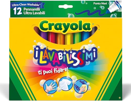 CRAYOLA I Ultra-Abwaschbar Filzstifte, Maxispitze, für Schule und Freizeit, 12 Farben, 12 Stück, 58-8329 von CRAYOLA