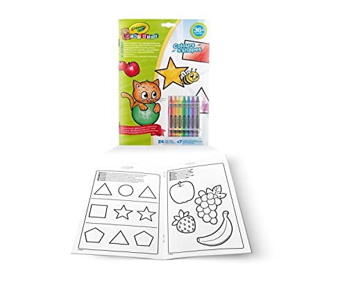 CRAYOLA Mini Kids, Farben und Formen-Album, 24 Ausmalseiten und 7 bunte Wachsstifte, kreative Beschäftigung für Kinder ab 3 Jahren, 25-2727G von CRAYOLA