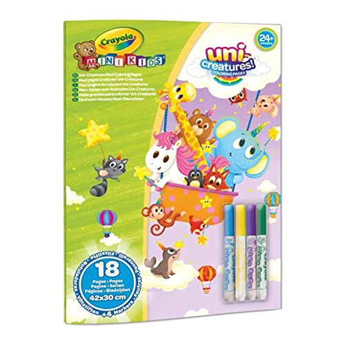 CRAYOLA Mini Kids – Album mit 18 Seiten zum Ausmalen, Maxi-Größe und 4 waschbaren Markern, kreative Aktivität für Kinder ab 24 Monaten, 25 – 1045 von CRAYOLA