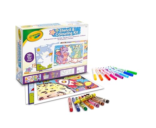 CRAYOLA - Schablonenspaß-Set, Kreative Betätigung für Kinder mit Filzstiften und Wachsmalkreiden, für Kinder ab 5 Jahren, 04-2952 von CRAYOLA