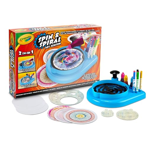 CRAYOLA - Spin and Spiral Art Station 3-in-1, zum Erstellen von Mandalas und Farbwirbeln mit Filzstiften und Tinte, Geschenkidee für Kinder, ab 6 Jahren, 74-7640 von CRAYOLA