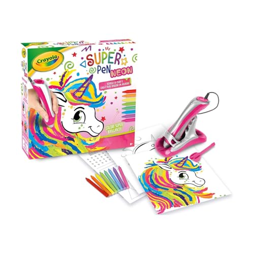 CRAYOLA - Super Pen Einhorn Neon, Spiel zum Schmelzen von Wachsmalstiften und Erstellen von Relief-Designs, kreative Aktivität und Geschenk für Kinder, Alter 8 +, 25-0510 von CRAYOLA