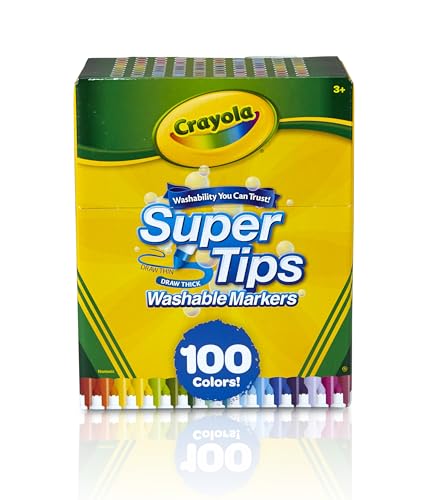 CRAYOLA Super Tips - 100 Marker für Erwachsene und Kinder, 100 Verschiedene Farbtöne, Konische Spitze, Ideal zum Beschriften und Ausmalen, Abwaschbar, für Schule und Lehrer, 58-5100 CRAYOLA Super Tips - 100 Marker für Erwachsene und Kinder, 100 Verschiedene Farbtöne, Konische Spitze, Ideal zum Beschriften und Ausmalen, Abwaschbar, für Schule und Lehrer, 58-5100 von CRAYOLA