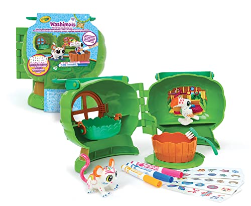 CRAYOLA Washimals Baumhaus mit Schaukel - Wellness Set zum Bemalen und Baden von Welpen, Spielzeug für Kinder, Waschsaloon für Vögel und Affen, Kinderspielzeug für Kinder ab 3 Jahren, 74-7476 von CRAYOLA