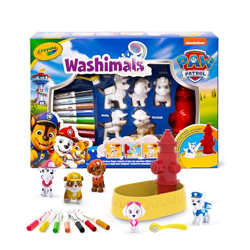 CRAYOLA - Washimals Paw Patrol, Activity Set mit 5 Welpen, 8 abwaschbaren Filzstiften, Wasserbad, Pinsel, Spielzeug und Geschenk für Kinder, ab 3 Jahren, 74-0291 von CRAYOLA