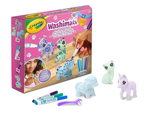 CRAYOLA - Washimals Pets - Nachfüllset mit 3 Tierbabys Pastellfarben, 3 abwaschbare Filzstifte und Bürste, Spiel und Geschenk für Kinder, ab 3 Jahren, 74-7511 von CRAYOLA