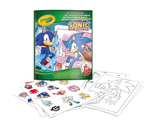 Crayola, Malbuch mit Sonic Stickern, 32 Seiten und 4 Blätter mit Stickern enthalten, 04-0898 von CRAYOLA