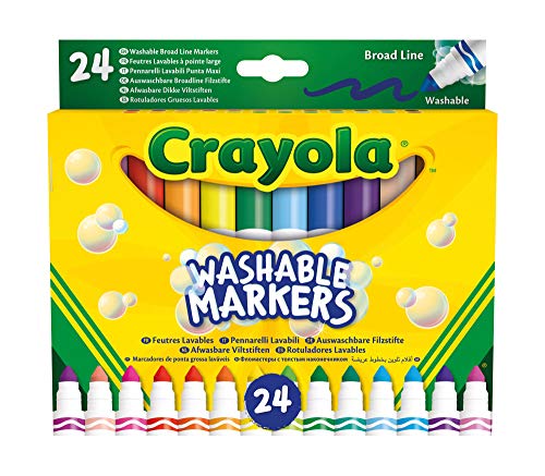 Crayola Filzstifte Kinder Auswaschbar, Malstifte Set In 24 Verschiedenen Farbtönen, Ungiftige Filzstifte Mit Konischer Spitze, Bastel Set, Fasermaler Kinder, Malstifte Ab 3 Jahre von CRAYOLA