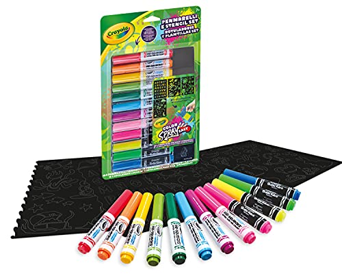 Crayola - Color Spray Easy, Manueller Airbrush, Nachfüllung Marker und Schablonen Kreative Beschäftigung und Geschenk für Kinder, ab 7 Jahren, mehrfarbig, 25-7495 von CRAYOLA