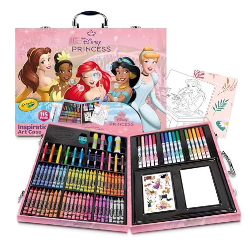 Crayola Disney Prinzessinnen Malkoffer Für Kinder Mit Buntstiften, Filzstiften Und Wachsmalkreiden, 115-teiliges Malset, Farbstifte Set Zum Malen Und Zeichnen, Malstifte Ab 3 Jahre von CRAYOLA