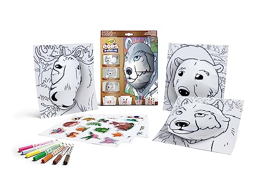 CRAYOLA POPS - 3D-Aktivitätsset, zum Ausmalen und Erstellen von 3D-Bildern, kreative Beschäftigung und Geschenk für Kinder, Thema Wildnis, ab 6 Jahren, 04-2807 von CRAYOLA